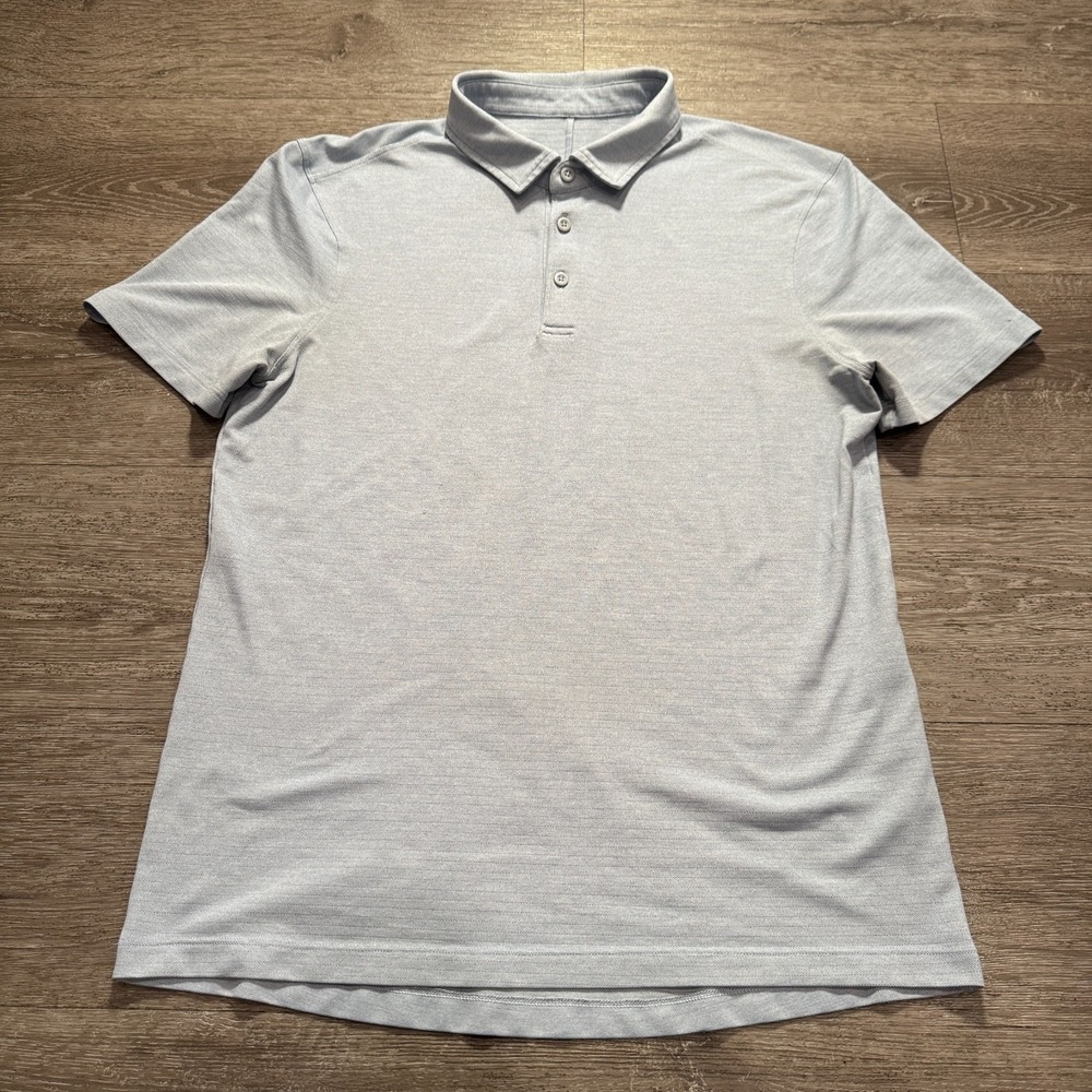 Lululemon Polo Shirt Mens Medium Gray Performance Golf Soft Preppy Stretch Adult